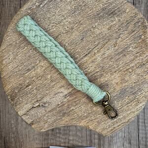 Mint Green Wristlet Purse Strap Macrame Pink Bag Charm Keychain Accessory NEW